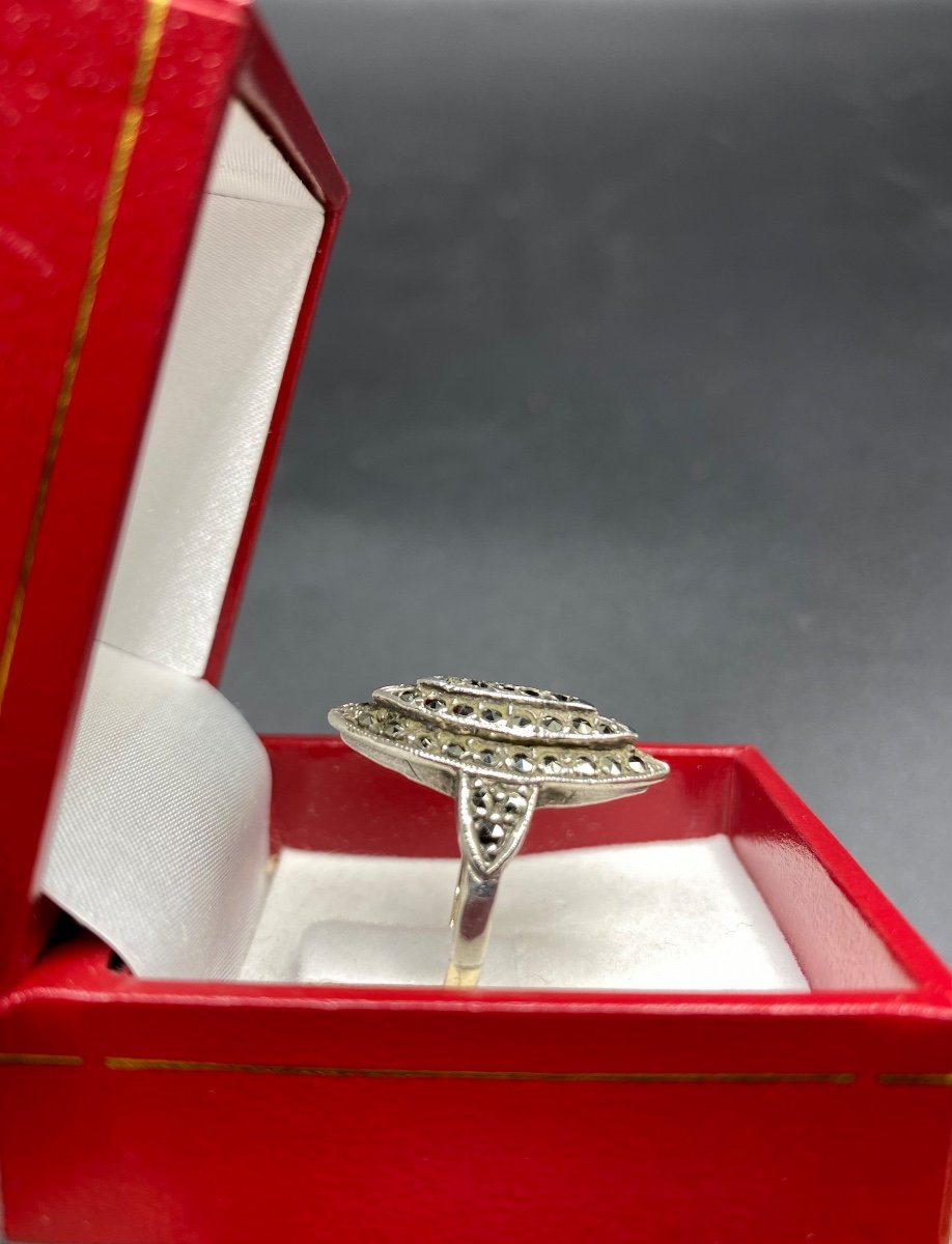 Ring "marquise" Sterling Silver And Gold 1900-photo-4