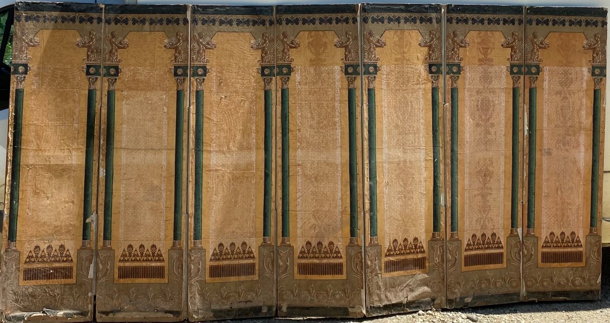 Screen With 7 Panels Late Eighteenth Painted