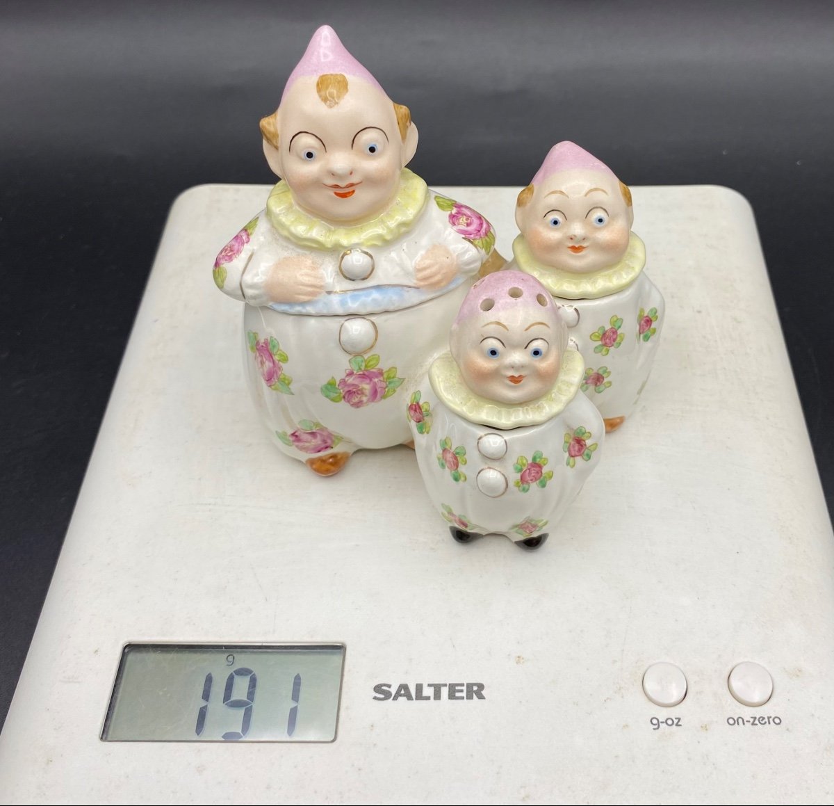 Salière Poivrier Moutardier En Porcelaine émaillée Peinte MEISSEN Vers 1900-photo-8