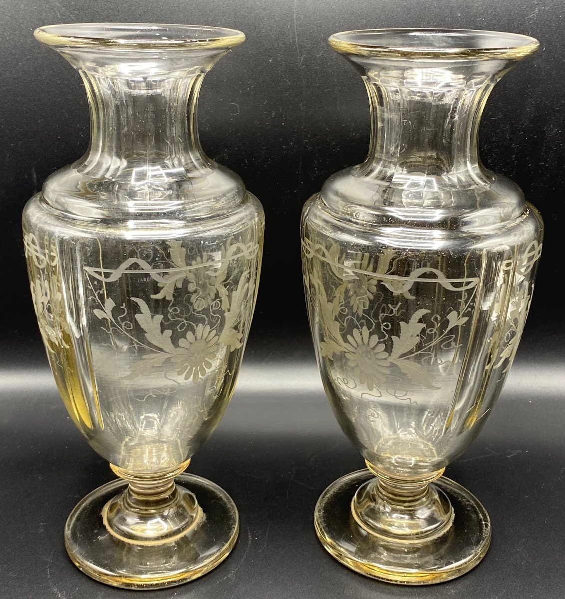 Pair Of Medici Crystal Vase Circa 1840 Saint Louis-photo-3