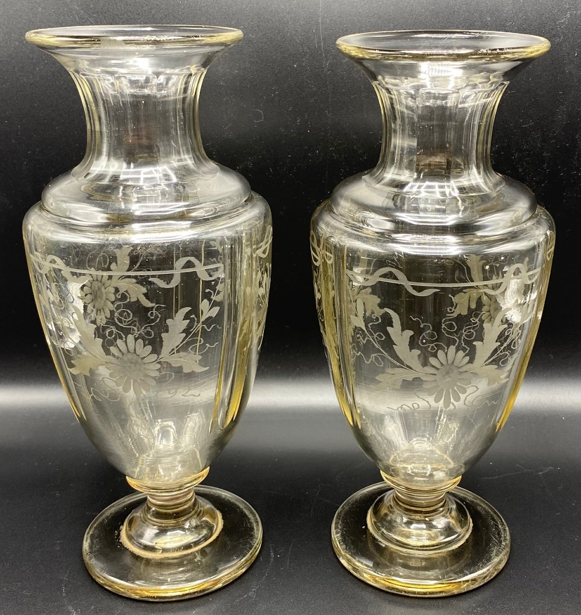 Pair Of Medici Crystal Vase Circa 1840 Saint Louis-photo-4