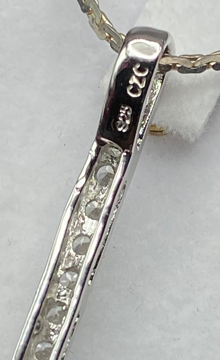 Sterling Silver Pendant With Zirconium Oxides And Cut Quartz Circa 1960/70-photo-4