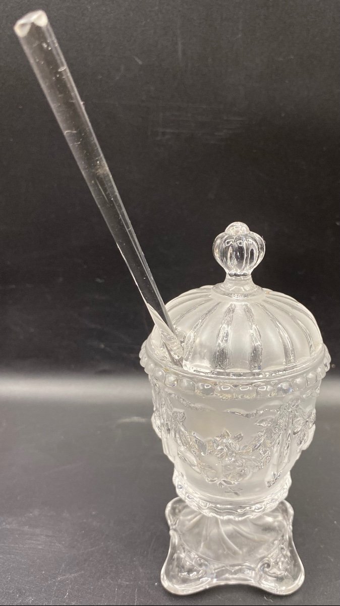 Crystal Mustard Pot From Val Saint Lambert Circa 1930-photo-2