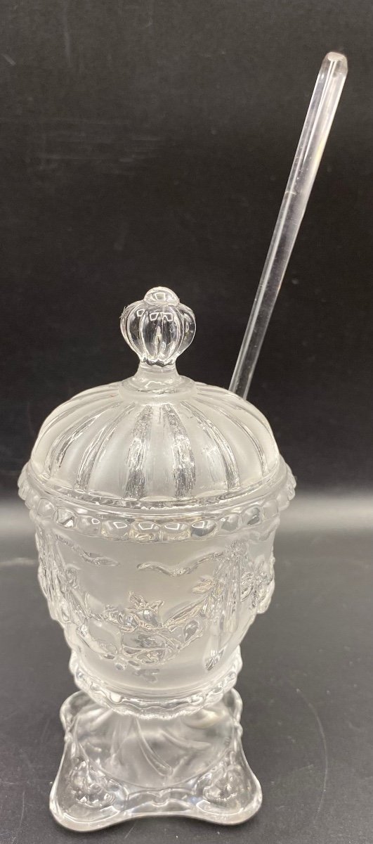 Crystal Mustard Pot From Val Saint Lambert Circa 1930-photo-4