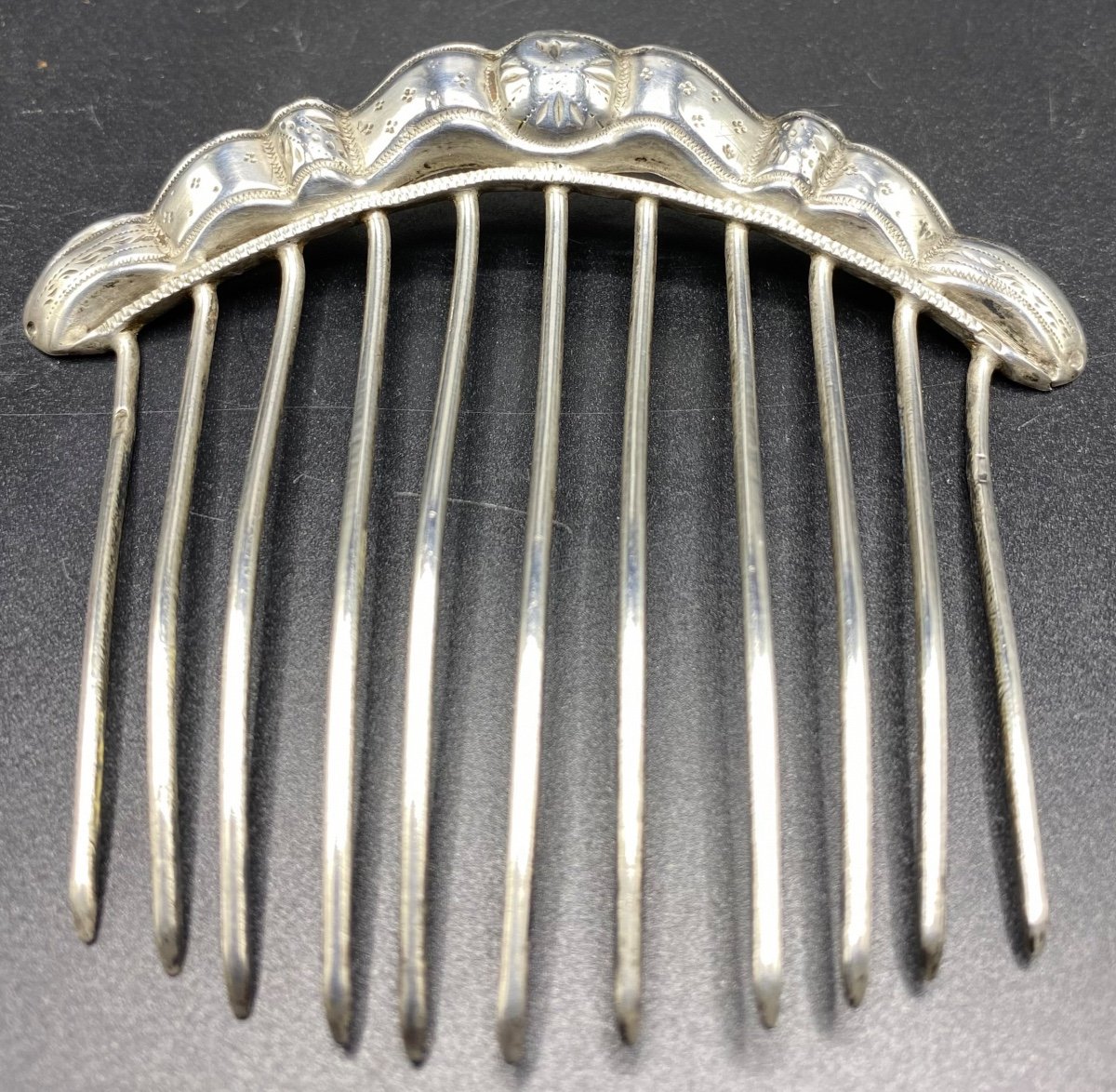 Barrette à Cheveux  En Argent Massif Vers 1900-photo-2