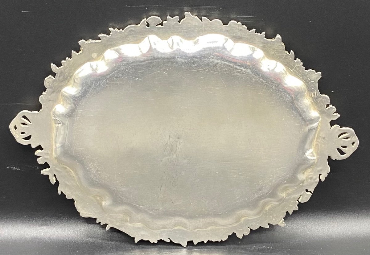 Small French Solid Silver Tray Late 19th Century-photo-2