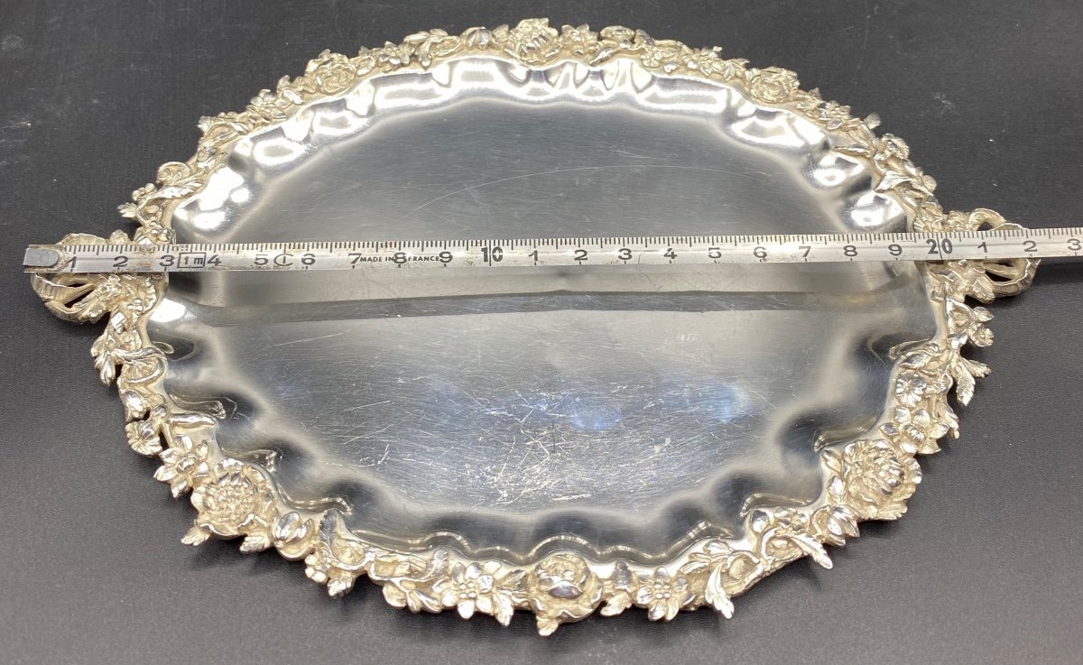 Small French Solid Silver Tray Late 19th Century-photo-4