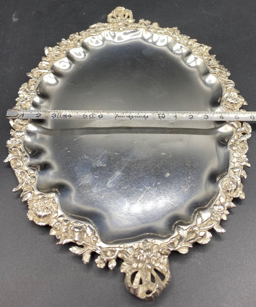 Small French Solid Silver Tray Late 19th Century-photo-5