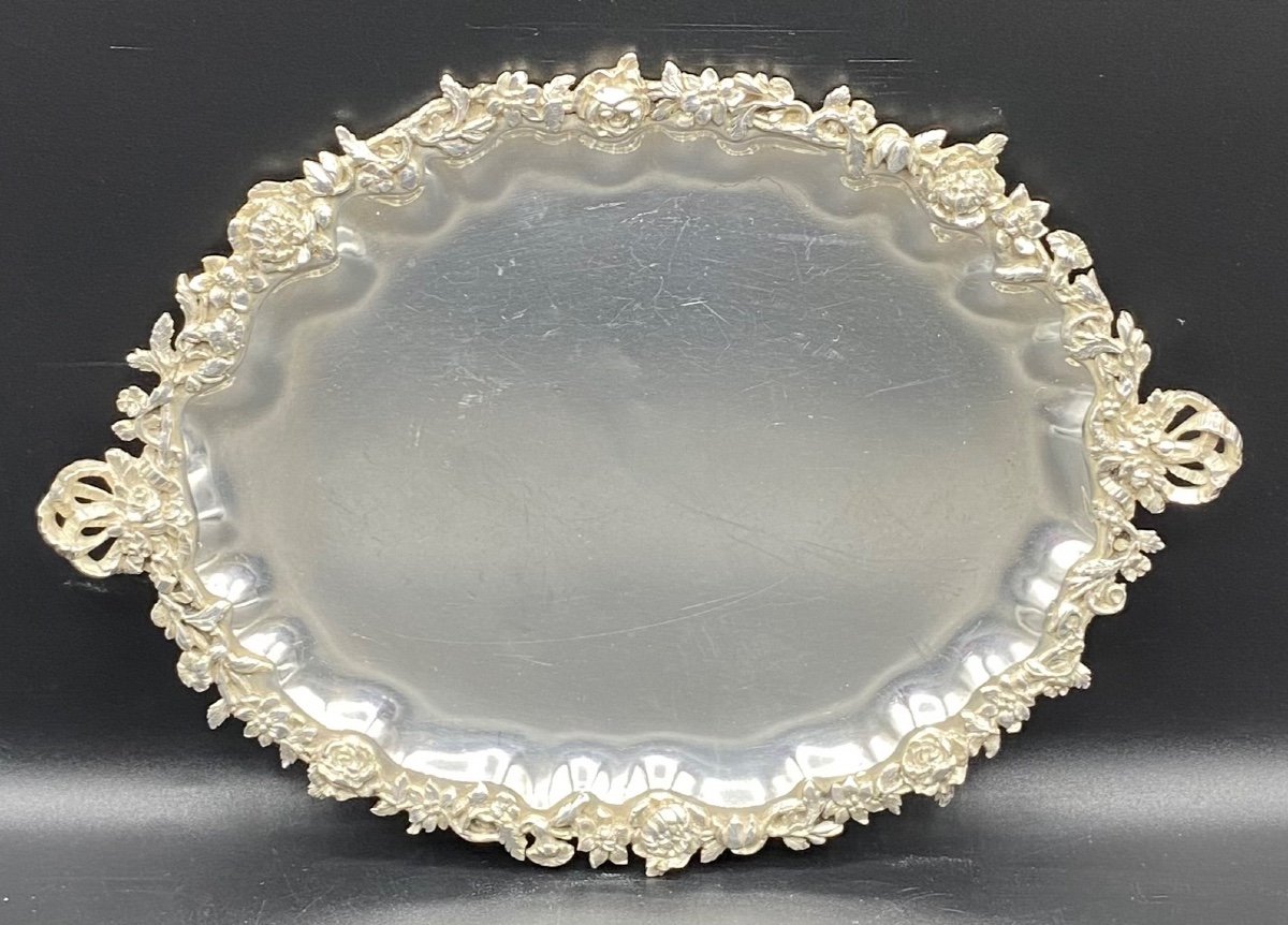 Small French Solid Silver Tray Late 19th Century