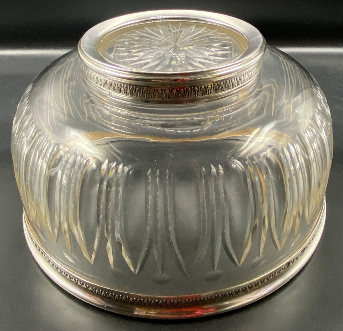 Large Bowl In Crystal And Sterling Silver Hoopings Baccarat And Bardies Circa 1900-photo-3