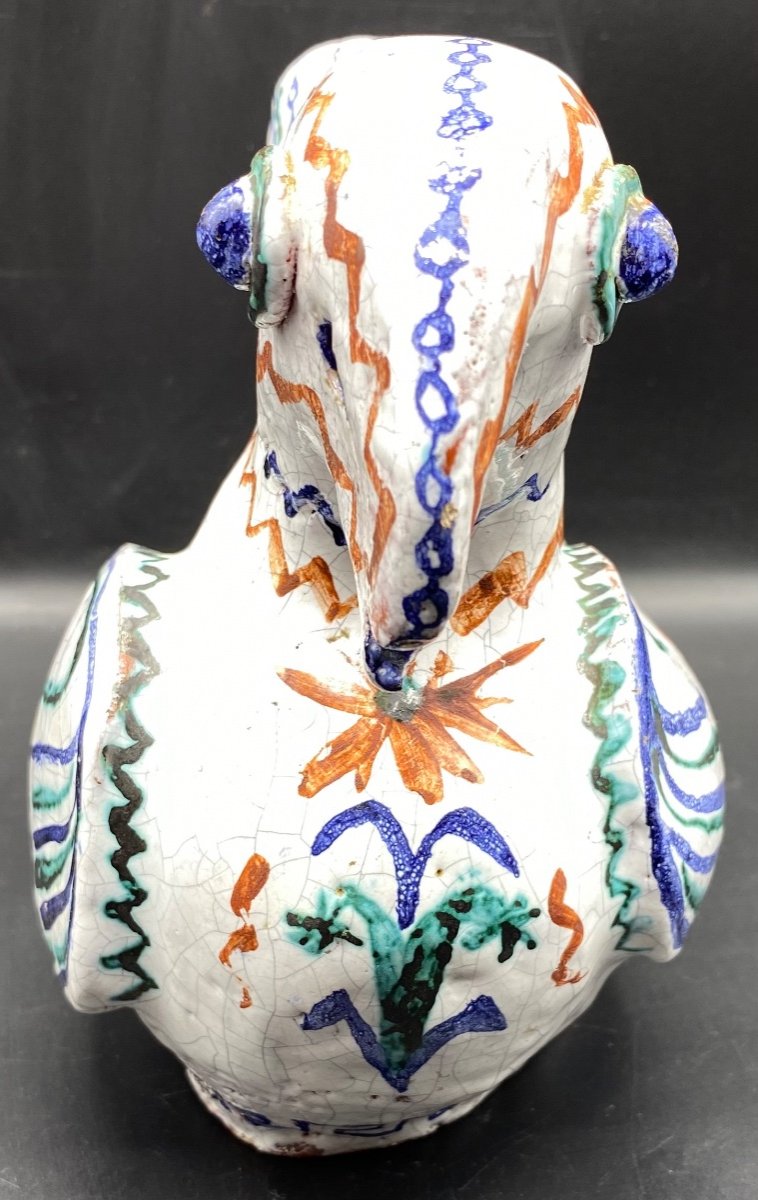Zoomorphic Jug In Brush-painted Enamelled Terracotta From The 1950s/60s-photo-4
