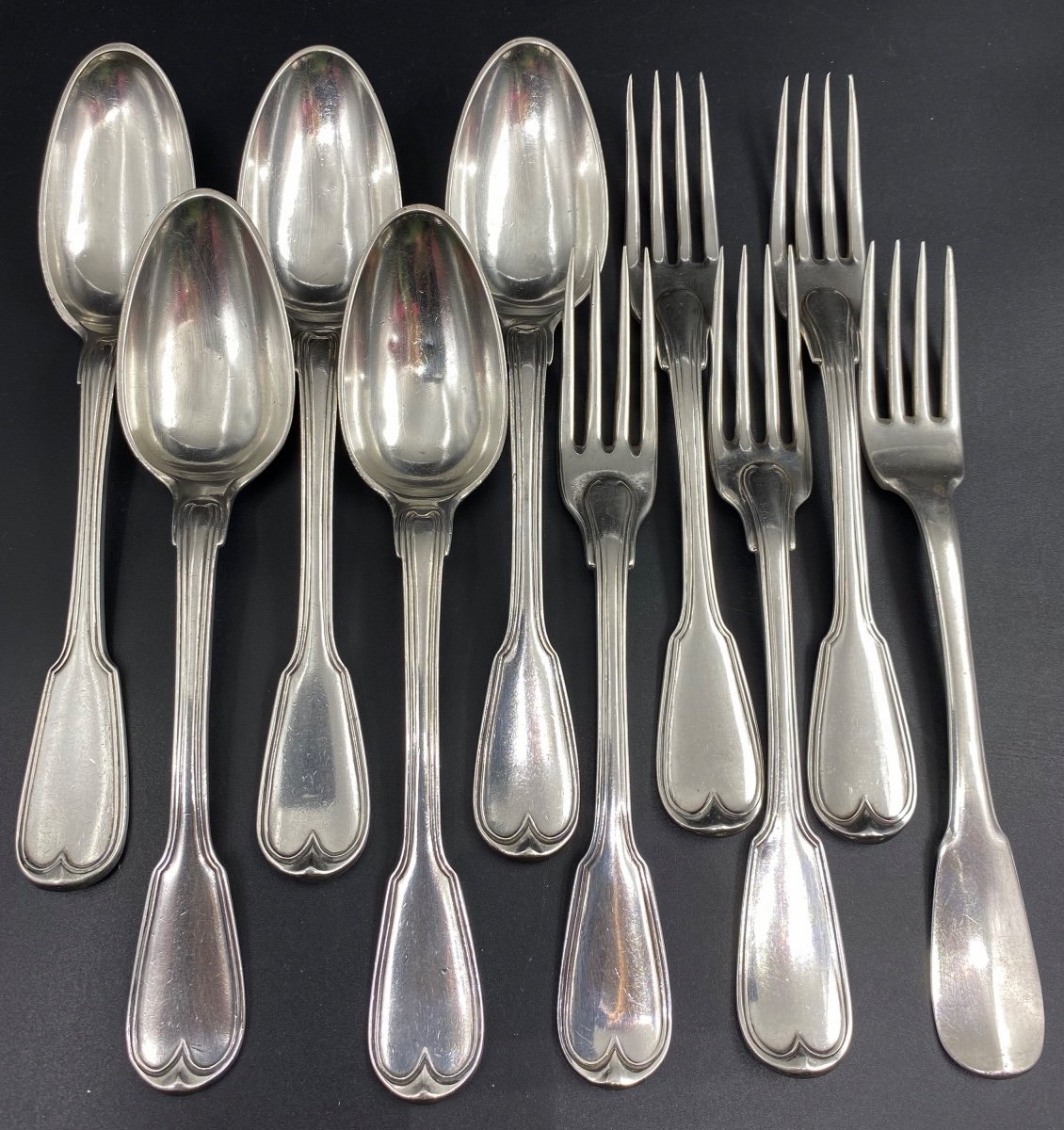 Series Of 18th Century Armorié Toulouse Cutlery By Guilhard-photo-3