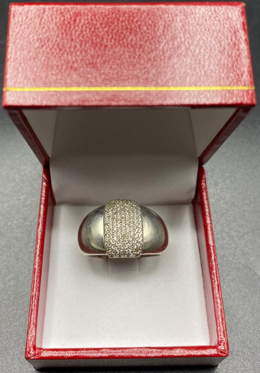 Bague En Argent Massif Et Pavage D’oxydes De Zirconium Vers 1970/80