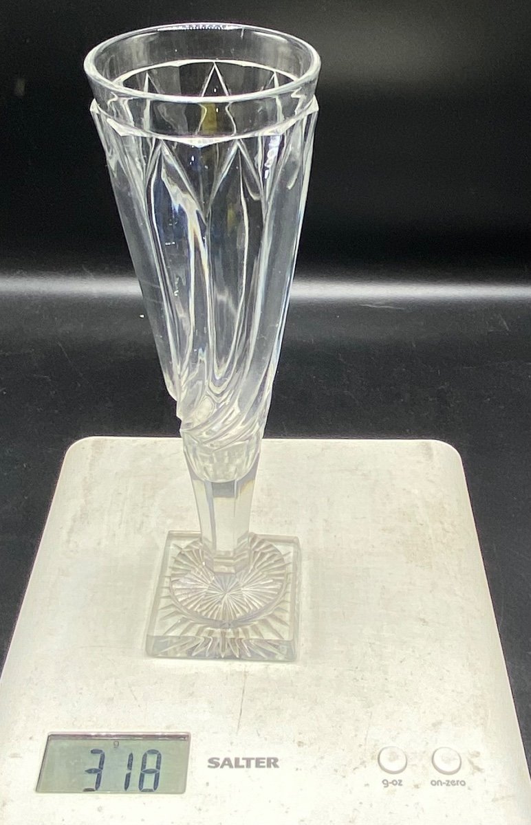Champagne Flute In Crystal From Le Creusot Late 18th Century-photo-8