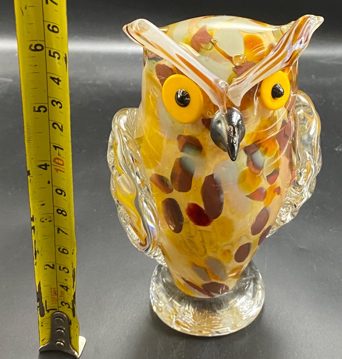 Owl Or Owl In Mixed Glass Signed Lmcb Circa 1940-photo-6