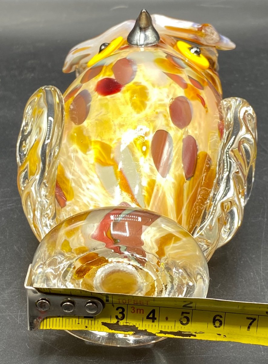 Owl Or Owl In Mixed Glass Signed Lmcb Circa 1940-photo-7