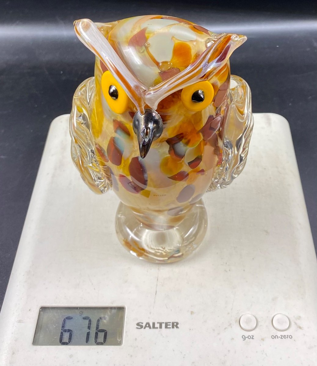 Owl Or Owl In Mixed Glass Signed Lmcb Circa 1940-photo-8