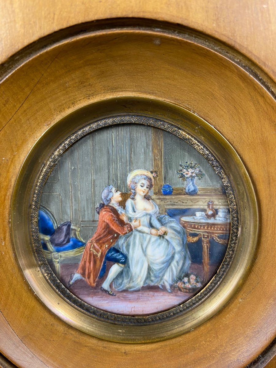 Pair Of Miniatures On Ivory Around 1930/40 French-photo-3