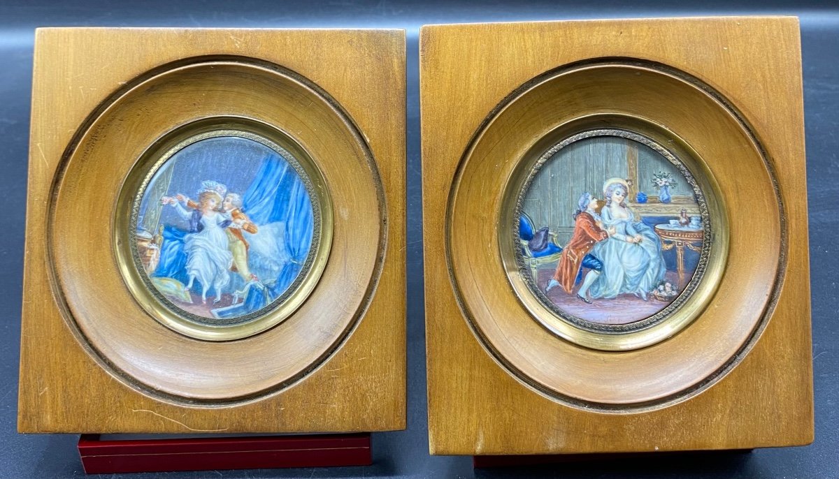 Pair Of Miniatures On Ivory Around 1930/40 French