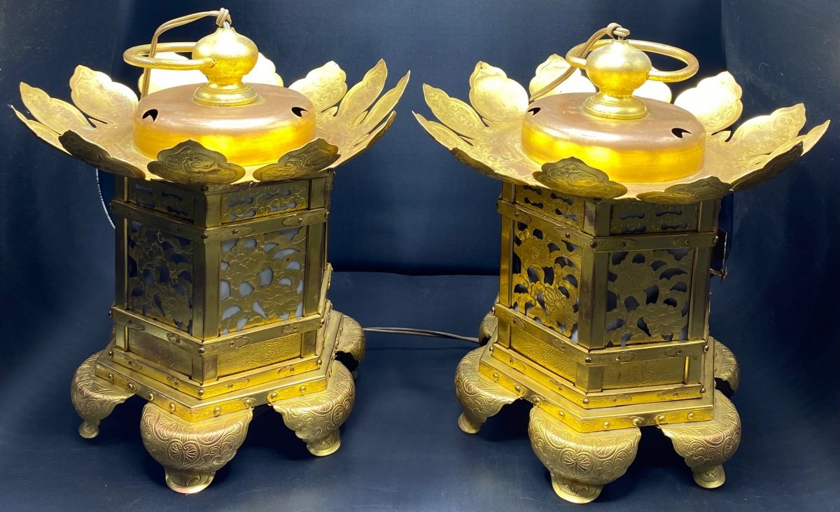 Pair Of Japanese Lanterns From The 1930s/40s-photo-3