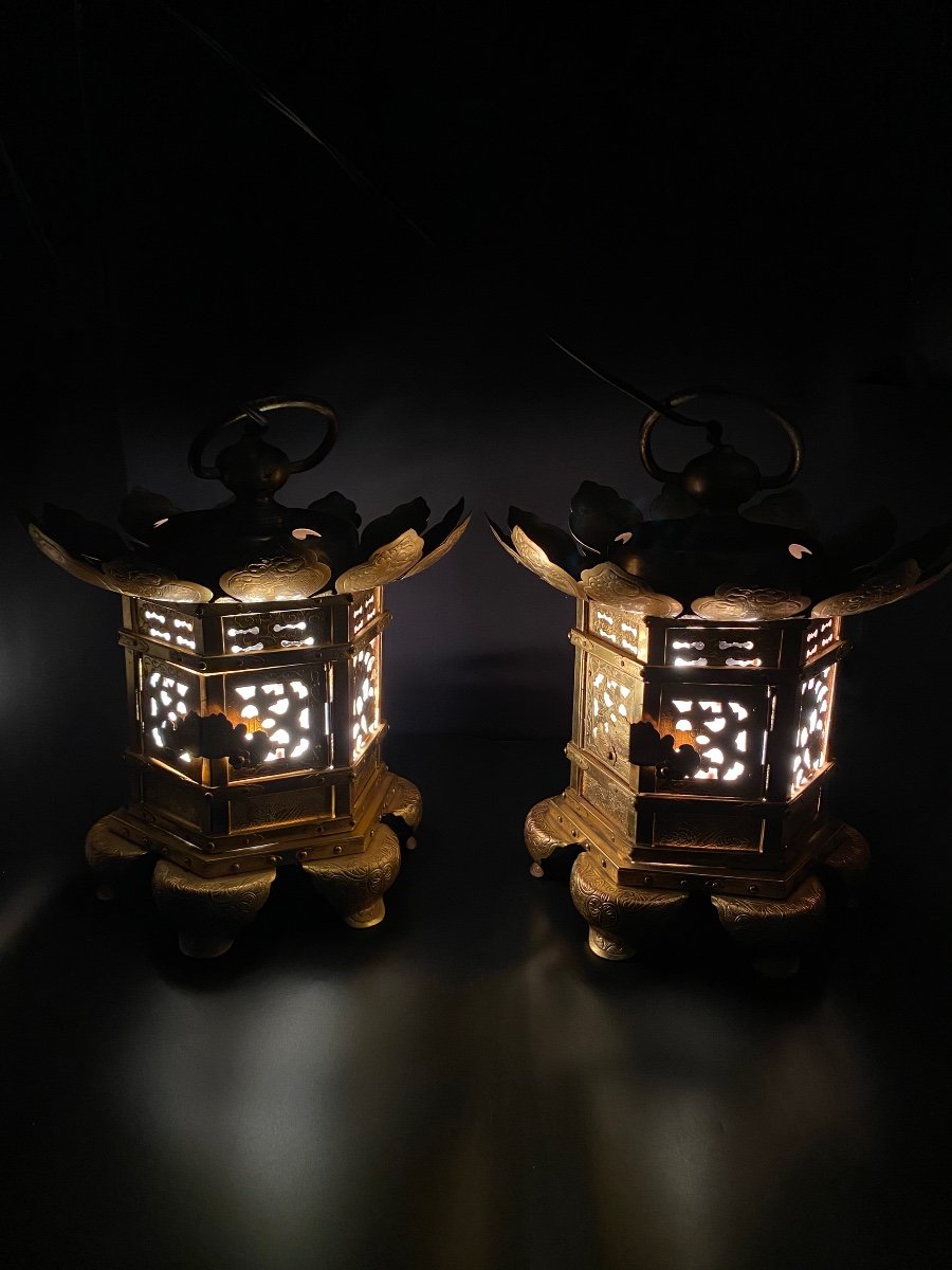 Pair Of Japanese Lanterns From The 1930s/40s-photo-2