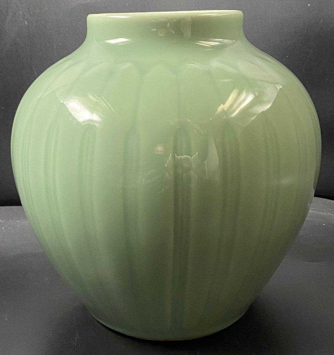 Vase En Porcelaine Émaillée Céladon, Japon Vers 1920-photo-3