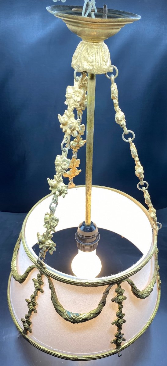 Small Chandelier In Gilt Bronze Late 19th Century, French-photo-2