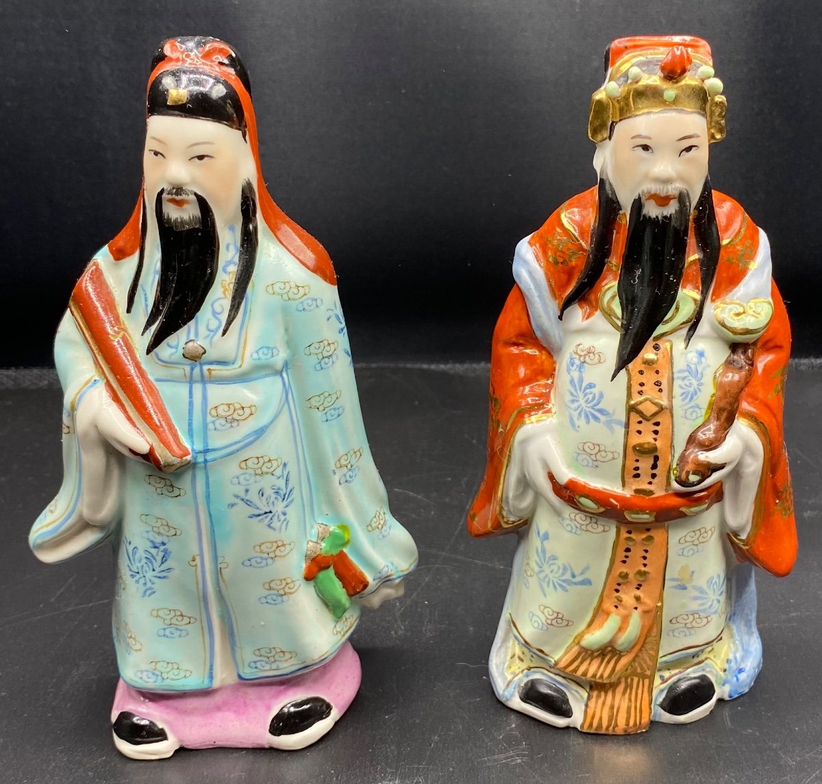 Two Magos Subjects In Japanese Painted Enameled Porcelain Circa 1940/50
