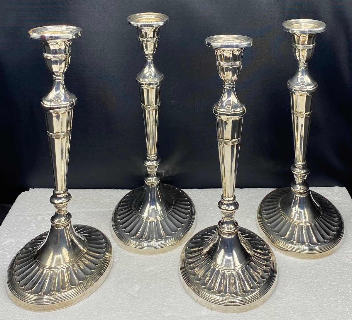 Suite Of Four Silver Metal Candlesticks From The 1930s/40s By Alpadur-photo-2