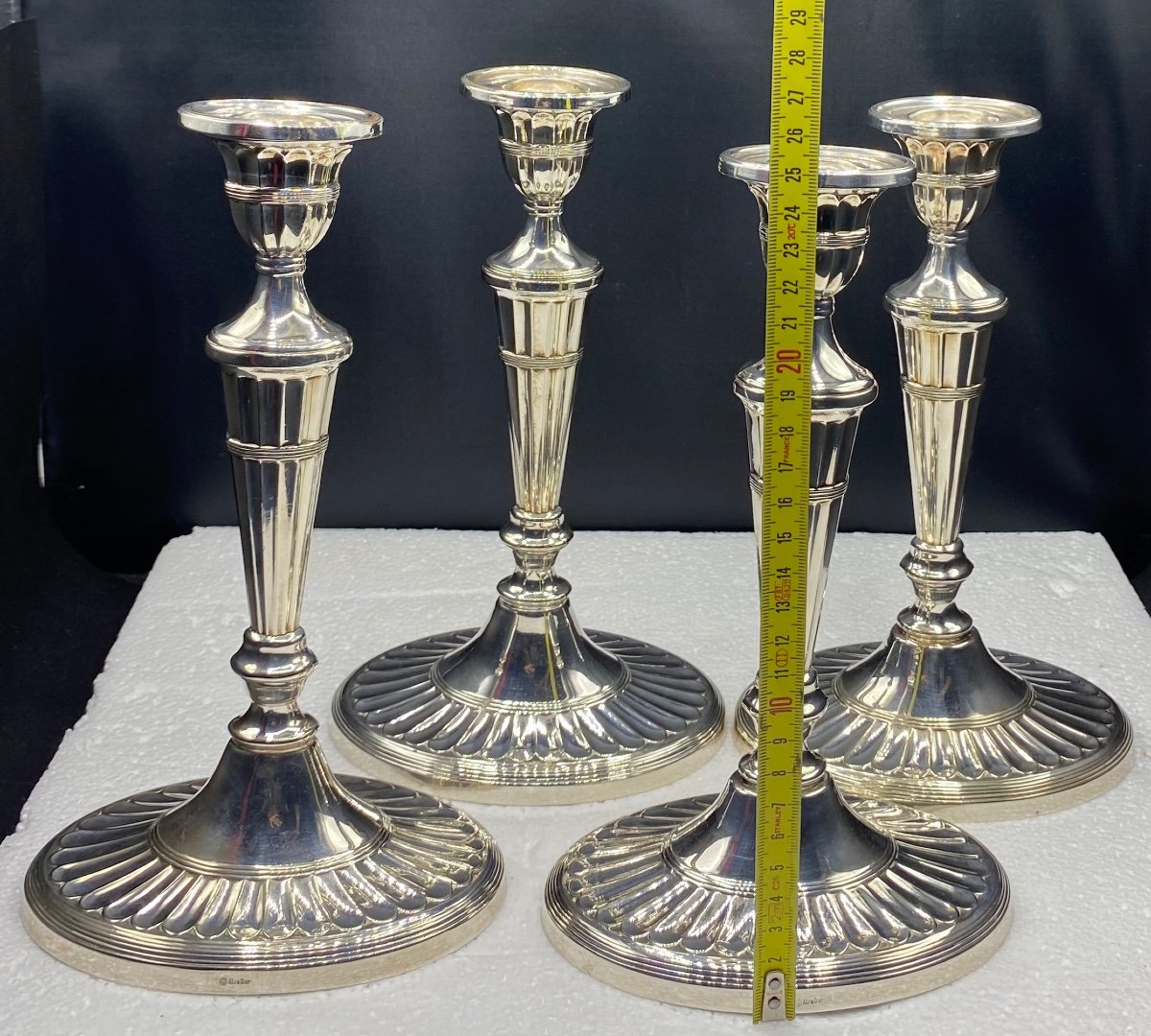 Suite Of Four Silver Metal Candlesticks From The 1930s/40s By Alpadur-photo-4