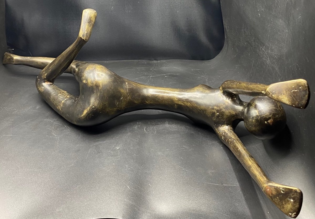 Female Nude Subject In Patinated Bronze Circa 1970/80-photo-4