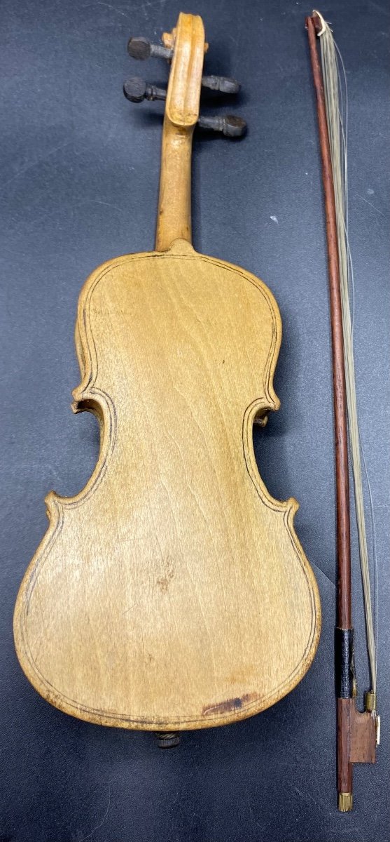 Miniature Violin In Wood And Various, French, Circa 1940/50-photo-3