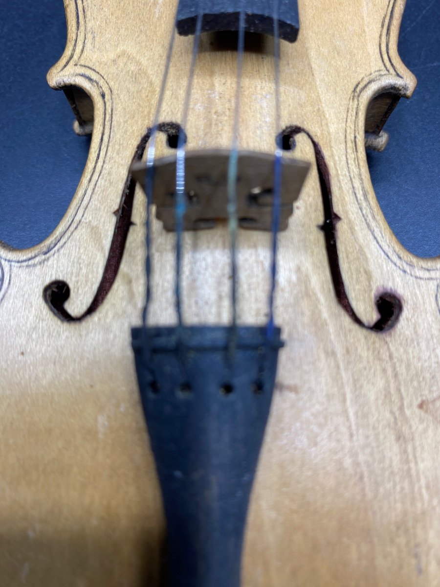 Miniature Violin In Wood And Various, French, Circa 1940/50-photo-2