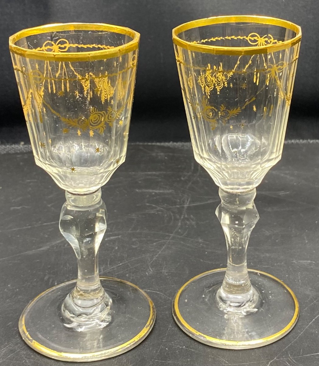 Pair Of Crystal Wine Glasses From The 18th Century Saint Louis-photo-3