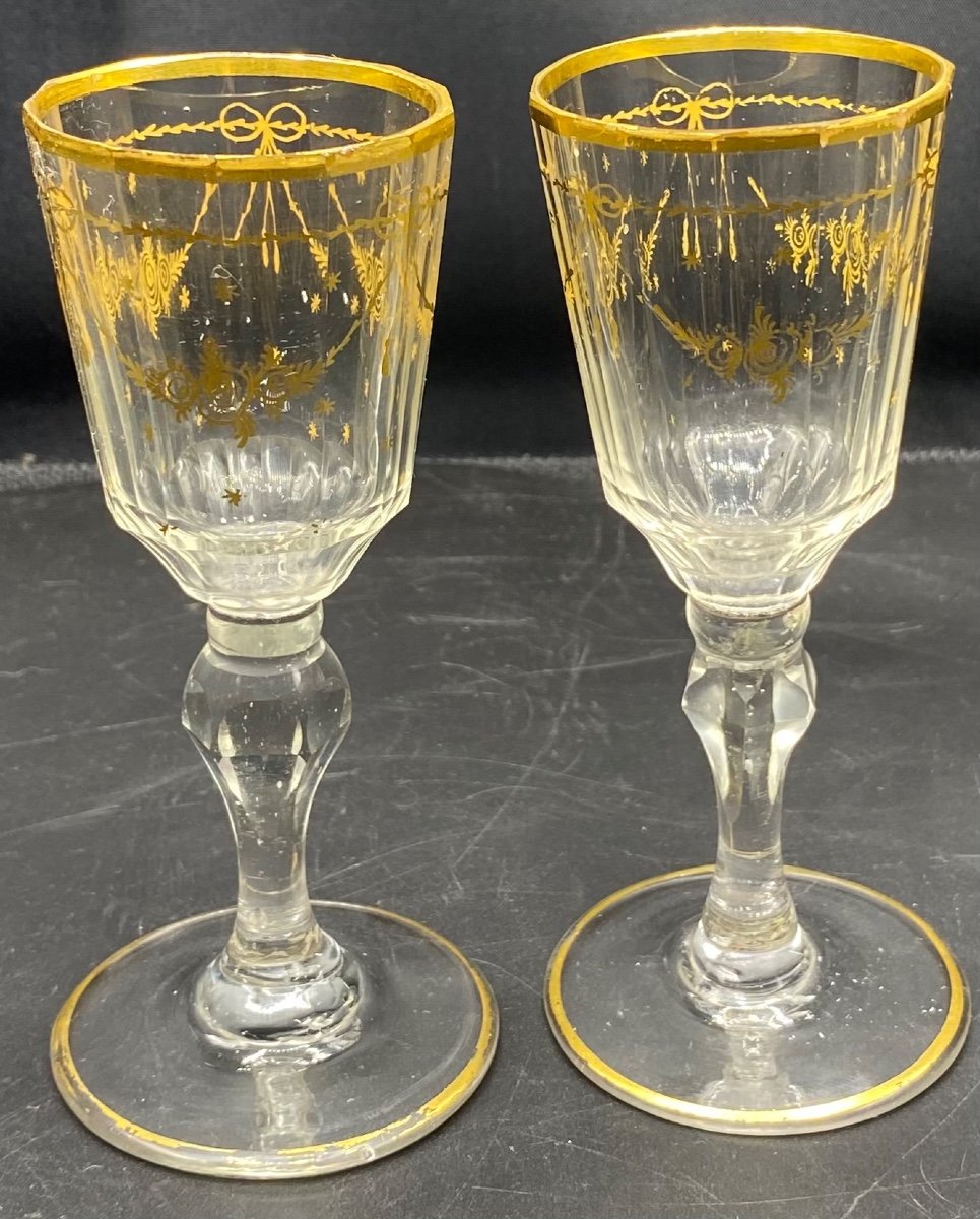 Pair Of Crystal Wine Glasses From The 18th Century Saint Louis-photo-4