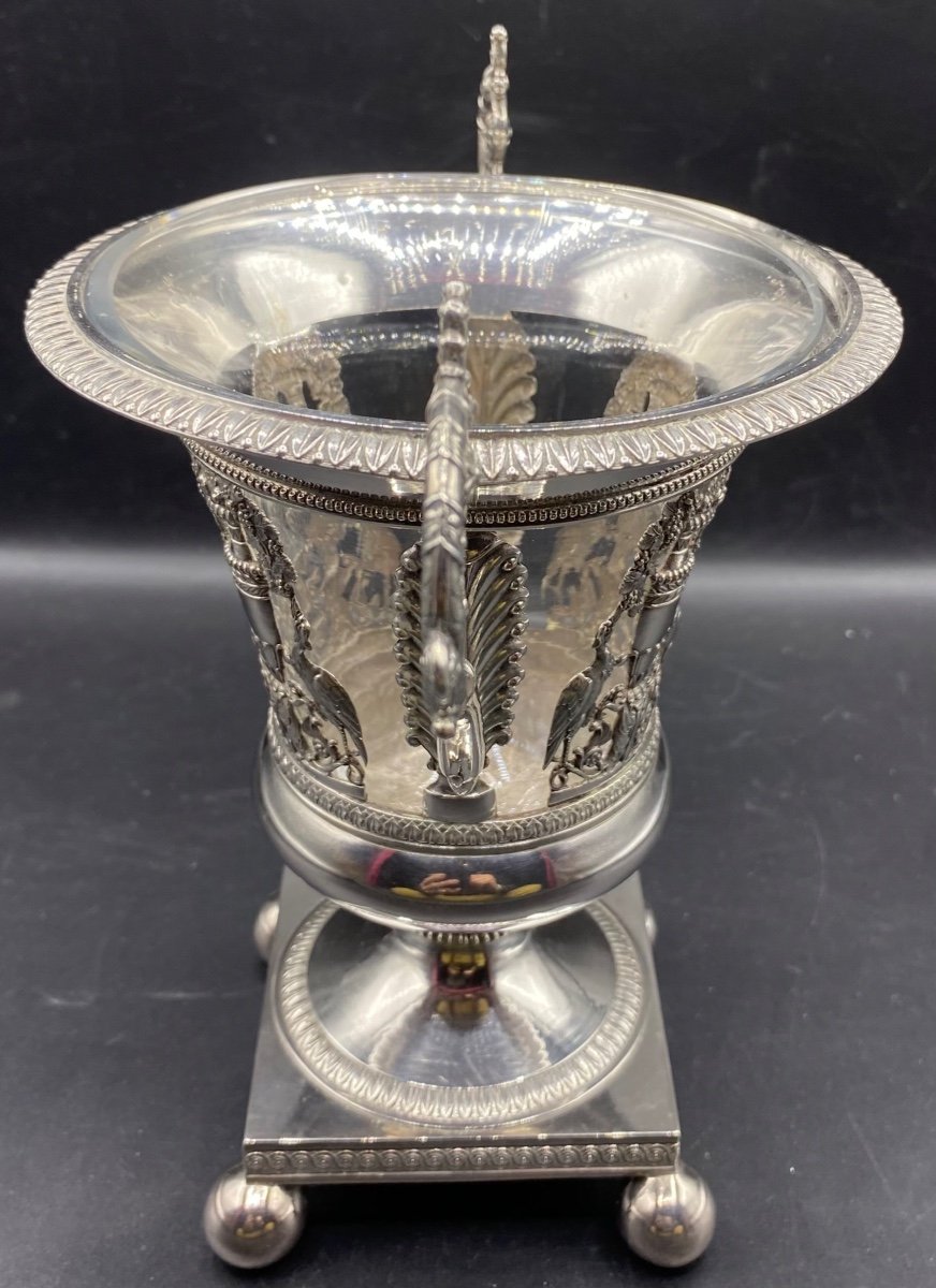 Cup In Sterling Silver And Crystal, Au Vieillard (1819 1839) Paris…-photo-2