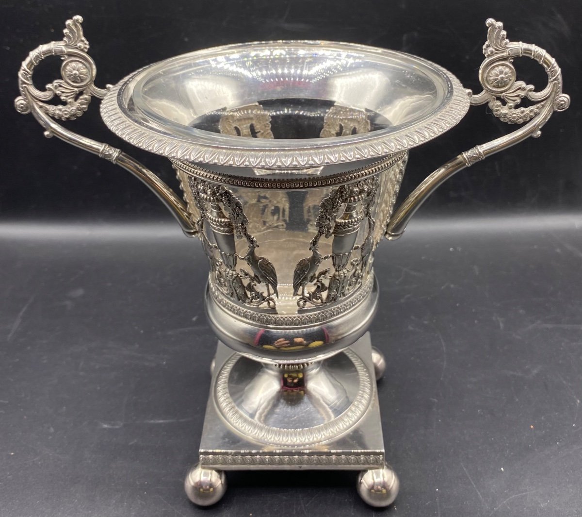 Coupe En Argent Massif Et Cristal, Au Vieillard ( 1819 1838 )  Paris…