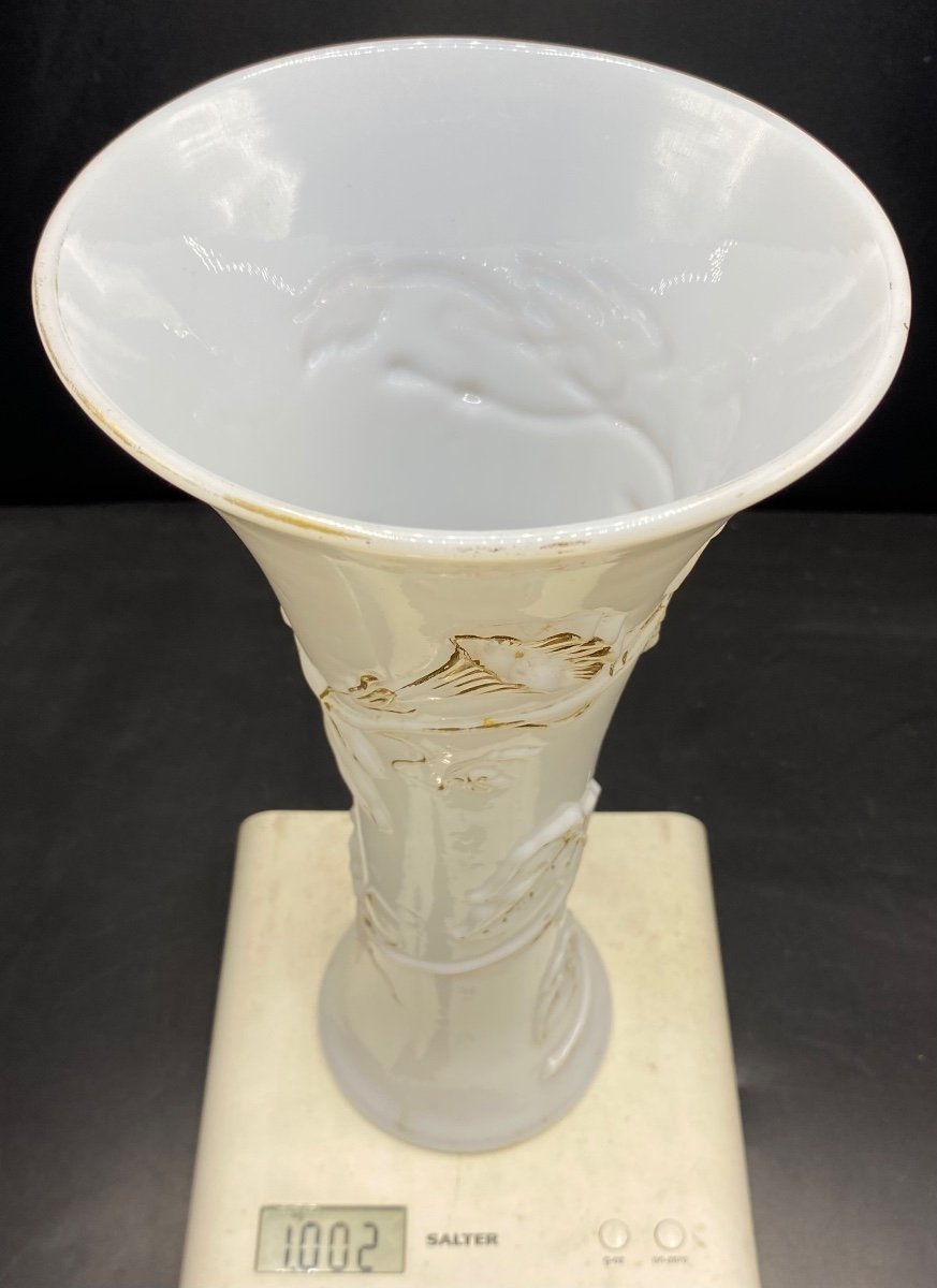 Opaline Crystal Vase Molded By Saint Louis Circa 1870/80-photo-8