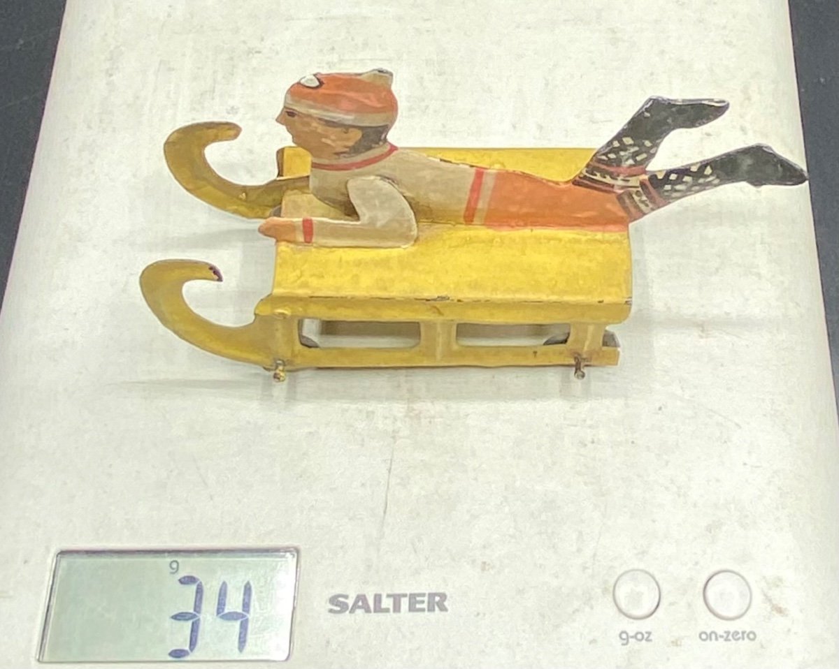 Child's Toy On A French Painted Tin Sled From The 1900s-photo-7