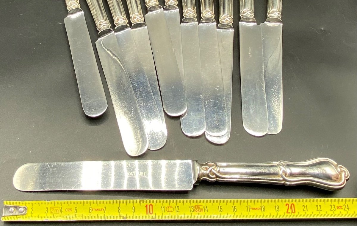 Series Of 12 Table Knives Mounted Gordian Knot In Sterling Silver 19th Century By Berthier-photo-5