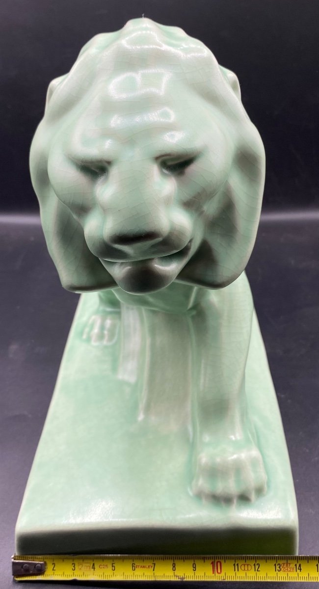 Lion In Cracked Ceramic From The 1930s -photo-5