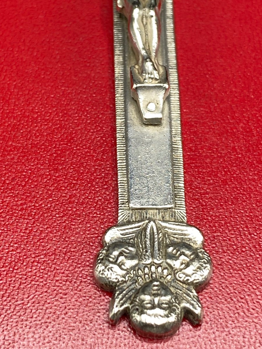 Large Cross In Silver Metal Around 1900-photo-4