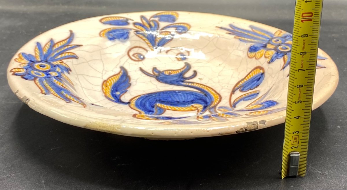 A Small Hollow Dish In Cracked And Painted Glazed Earthenware, Talavera Spaine Middle 17 Th-photo-1