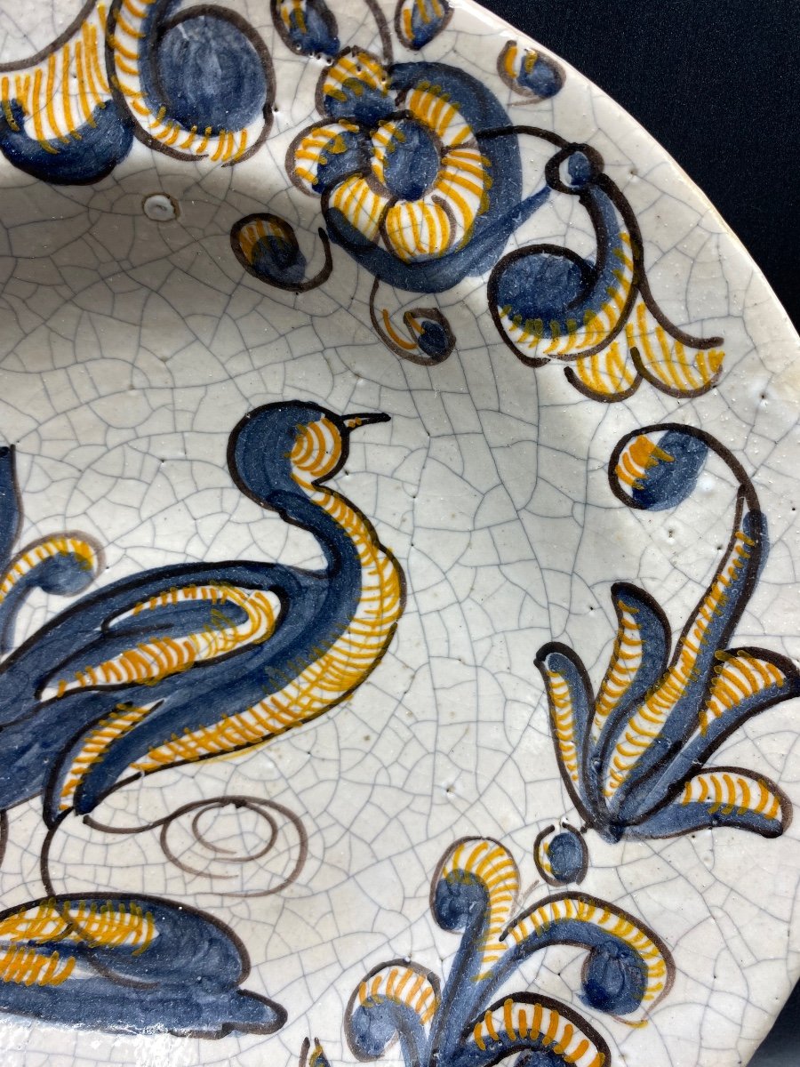 A Small Hollow Dish In Cracked And Painted Glazed Earthenware, Late Spaine Talavera Middle 17th-photo-2