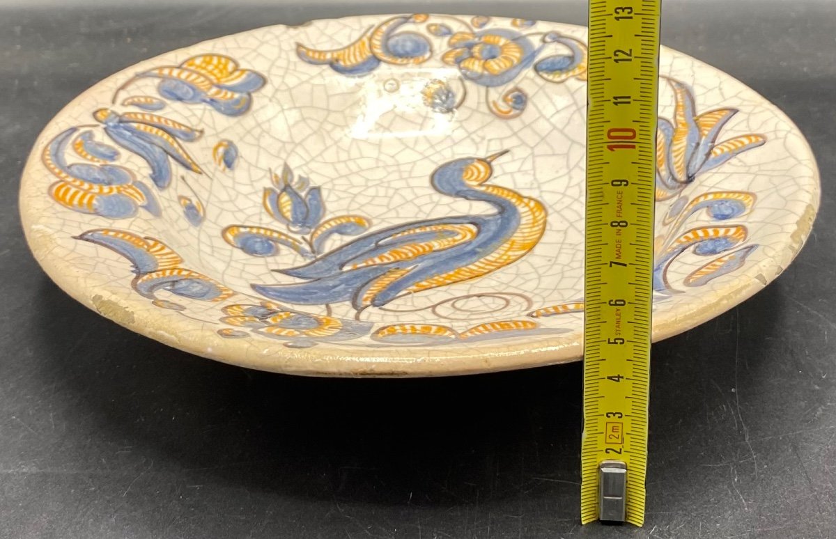 A Small Hollow Dish In Cracked And Painted Glazed Earthenware, Late Spaine Talavera Middle 17th-photo-4