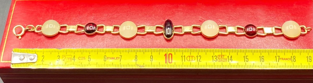 Bracelet En Or 14 Carats Grenats Et Quartz  Américain Des Années 1930/40-photo-4