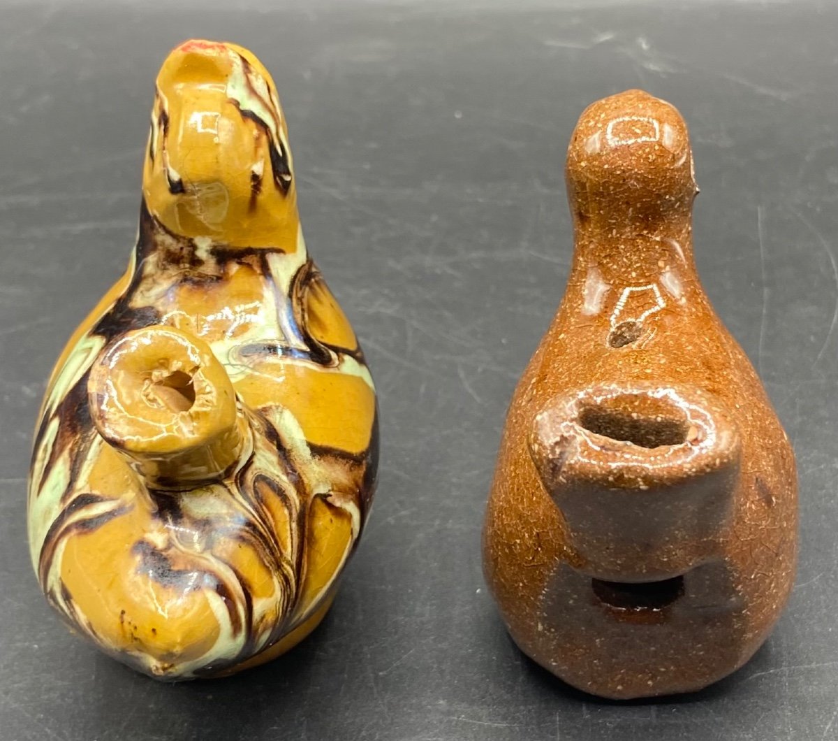 Two French Enameled Terracotta Calls From The 1900s-photo-4