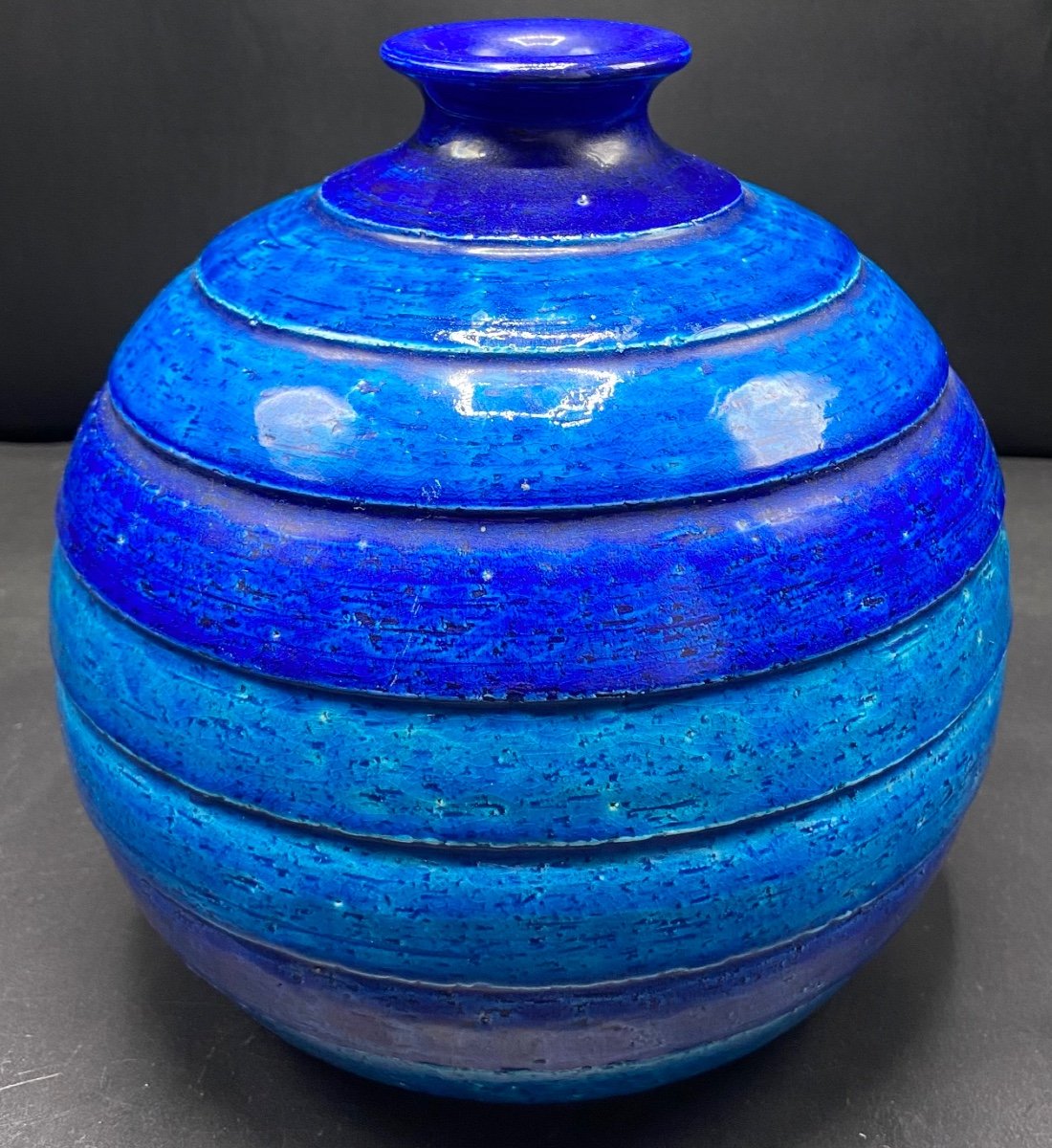 Vase Boule En Terre Cuite émaillée Par Aldo Longi Des Années 1930-photo-2