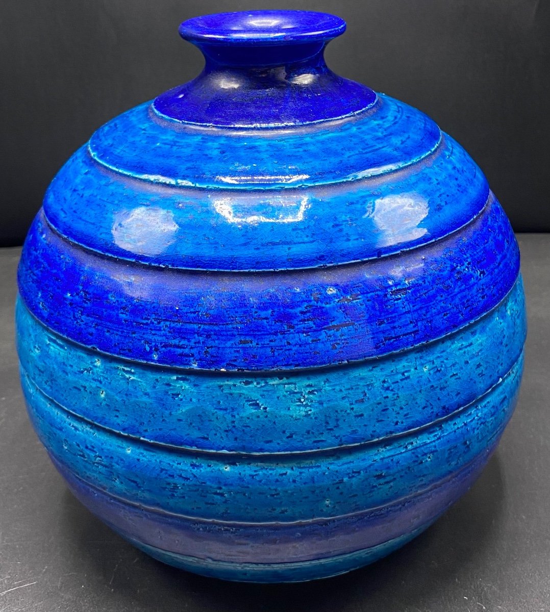 Vase Boule En Terre Cuite émaillée Par Aldo Longi Des Années 1930-photo-3