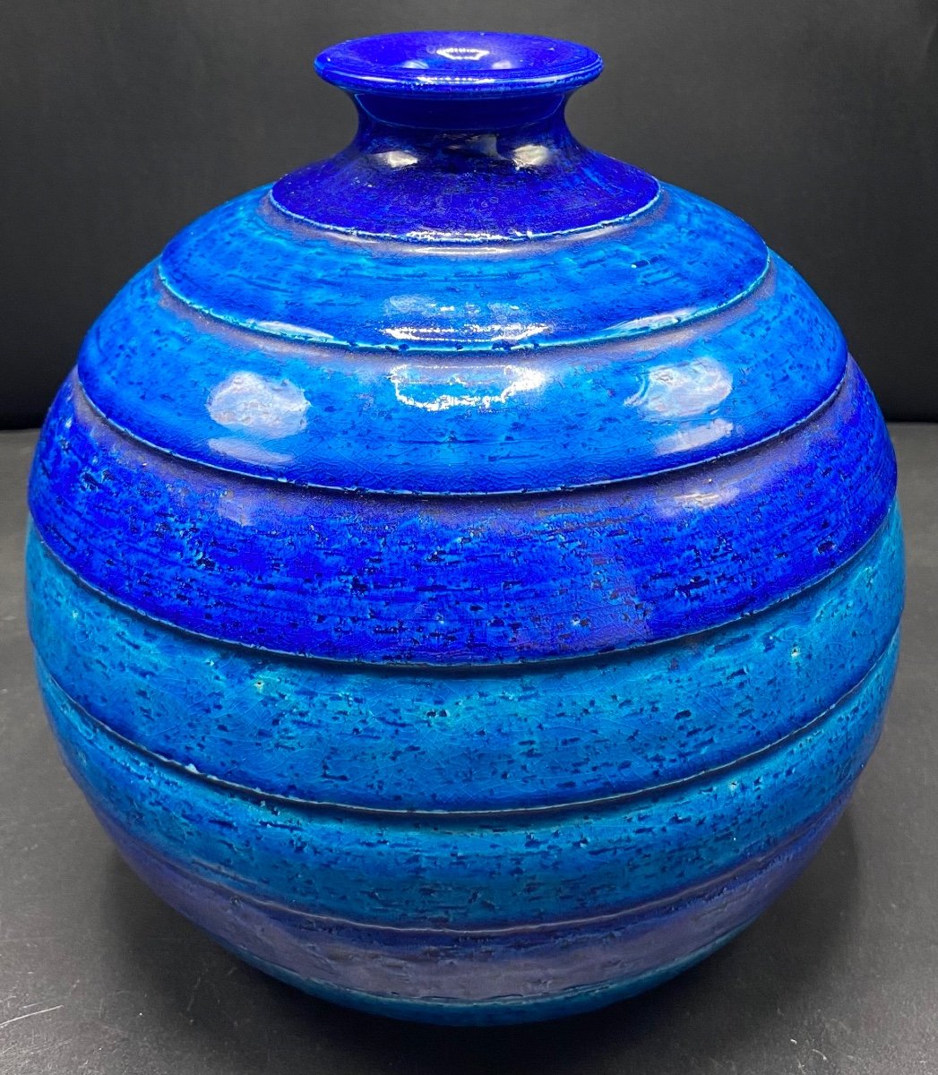 Vase Boule En Terre Cuite émaillée Par Aldo Longi Des Années 1930-photo-4